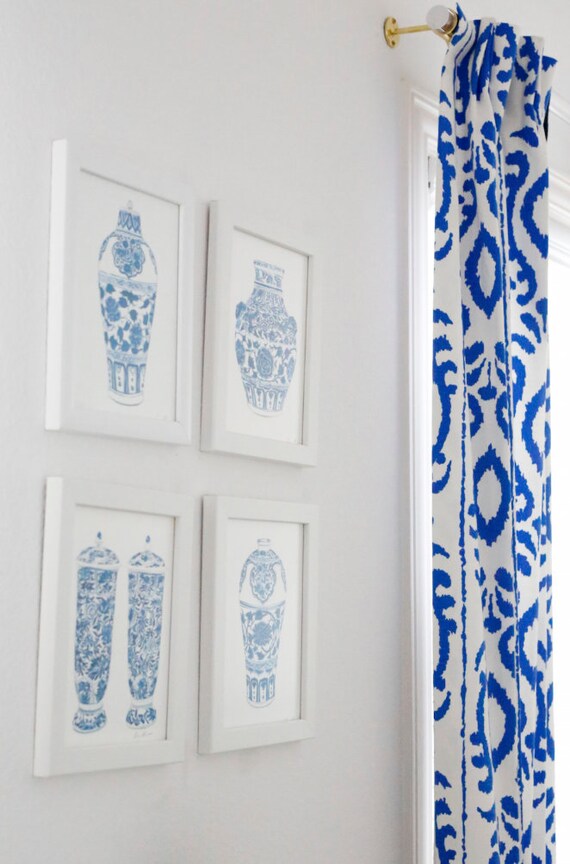Blue Ikat Curtains Dana Gibson Curtains Stroheim Curtains Etsy
