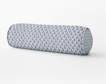 PONCE BLUEBERRY PILLOW Ponce bluefield pillow block print lumbar bolster long bed bolster blue lumbar pillow lacefield pillow sister parish