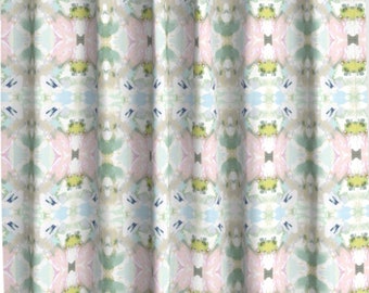 Girls Shower curtain green mist pink blue custom custom fabric shower curtain long 84 96 108 painterly shower curtain aqua shower curtain