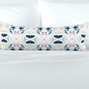 NEW Navy green pink blue yellow pillow mist blue accent pillow chinoiserie pastel design pillow greens pinks aqua lumbar pillow 18x18 20x20