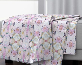 NEW Aqua Pink pillow yellow accent blanket fleece art deco pillow design pillow bright garden kaleidoscope pink painter throw accent blanket