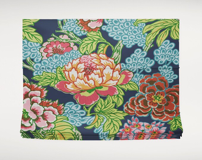 Thibaut Honshu Roman Shade Custom Sizes All Colors Thibaut Honshu Navy Curtains Thibaut Honshu