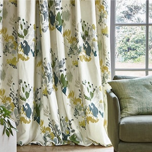 Green yellow curtains green floral curtains sage green curtains aqua citrine curtains large floral curtains living room curtains dining room