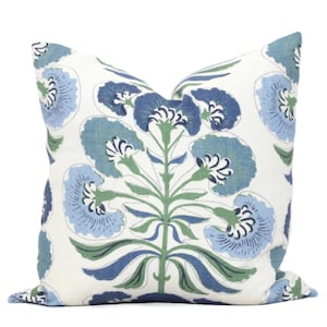IMMEDIATE SHIP Thibaut Tybee Tree Pillow Cover Blue Green and White Aqua pillow cover thibaut green ivory floral pillow large floral pillow