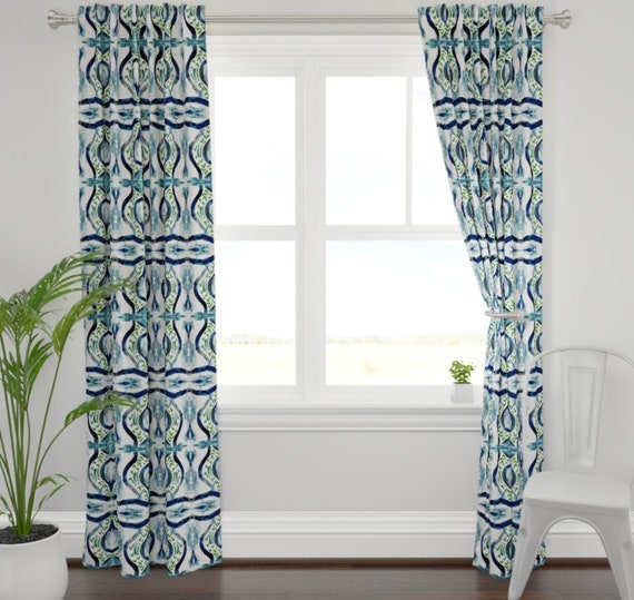 blue and green curtains for nursery