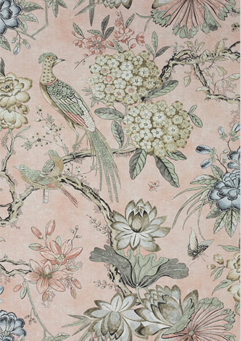 Floral Pheasant Pillow Blush Bolster Pillow Long Lumbar Pillow Etsy