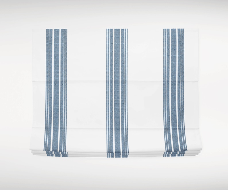 Blue ticking Roman shades blue and white roman shades navy Etsy