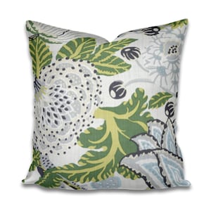 IMMEDIATE SHIP Thibaut Mitford Pillow Cover Mitford Green and White Aqua pillow cover thibaut green ivory floral pillow large floral pillow