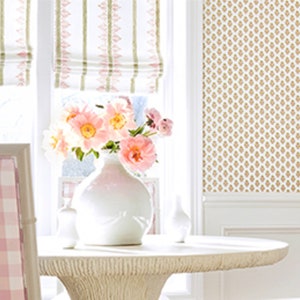 Thibaut Fern Stripe Roman Shade custom sizes all colors linen blush fabric shade curtains trim stripe shade window custom cordless shade