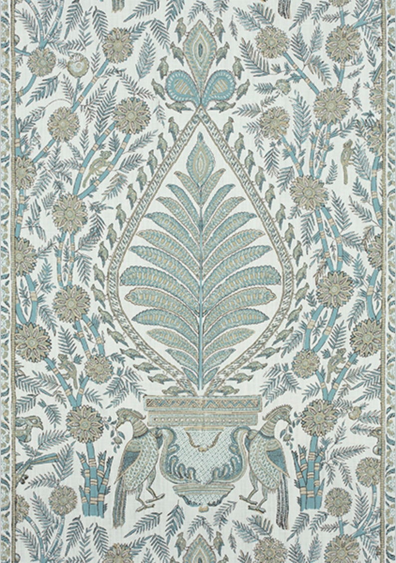 Robins Egg Blue Curtains Medallion Curtains Thibaut Curtains Etsy