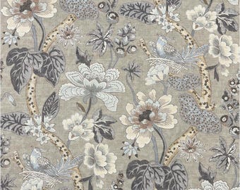 Neutral Floral Curtain panels grey tan blue bird floral curtains taupe curtain panels modern floral drapes grey living room curtains gray