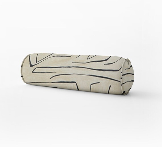 Kelly Wearstler Graffito Pillow Beige Round Bolster Extra Long Etsy
