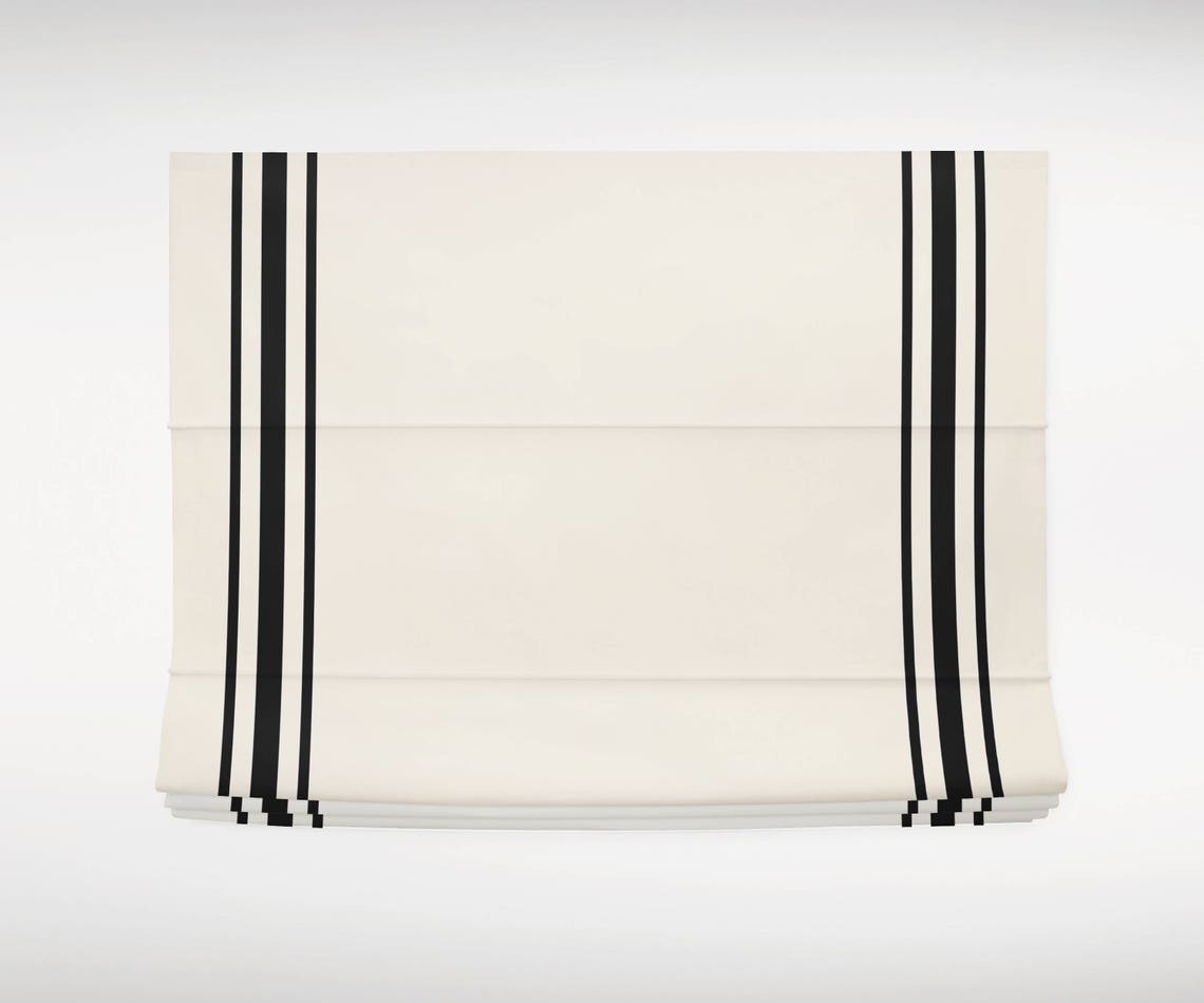 Modern Farmhouse Roman Shades CUSTOM Size Black Stripe Roman Etsy