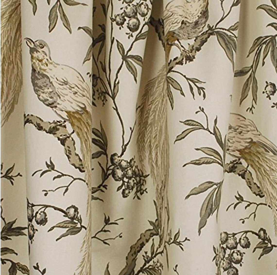 Beige curtain cream pheasant curtains floral pheasant curtains Etsy