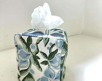 Thibaut MEADOW lavender blue Tissue Box Cover Thibaut accessory gift chinoiserie decorative tissue box holder skirted cover spa garden scene