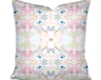 NEW Pink green blue pillow pink mist blue accent pillow chinoiserie pastel design pillow greens blues pinks blush lumbar all sizes soft