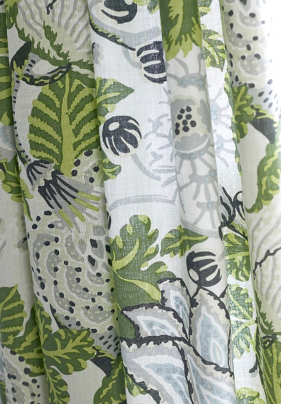 Green And White Curtains Thibaut Large Fl Green And White Curtains Thibaut, Green And Grey Curtains