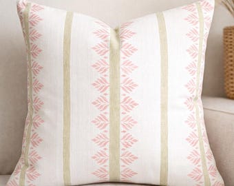 Thibaut Blush Fern Stripe Pillow Cover Cream and pink pillow cover thibaut pillow thibaut fern stripe pillow large blush pillow white green
