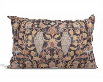 IMMEDIATE SHIP Kalida Bird charcoal teak ethnic pillow 14x24 lumbar pillow cover rust taupe dark grey spice natural hues