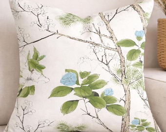 Thibaut Katsura Pillow Cover Cream and Lavender pillow cover thibaut pillow thibaut floral pillow large floral pillow white green