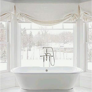 Estores romanos de lino blanco plisado, estor romano Londres blanco roto, estores tulipán, estores romanos de baño blancos, persianas de lino blanco, cenefa de ventana blanca plisada imagen 1