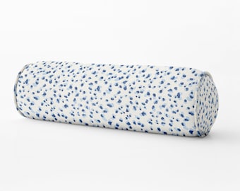 Blue dot PILLOW blue leopard print bolster pillow cheetah print lumbar bolster long bed bolster blue lumbar pillow periwinkle blue dot dots