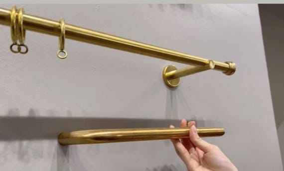 UNLACQUERED BRASS curtain rods 3/4" diameter Cafe curtain rod French Return Curtain Rod custom cut to size round inside mount or outside