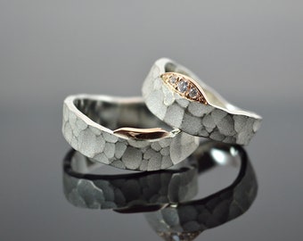 Wedding rings / wedding rings "Cenicienta" made of 925 silver/585 rose gold with diamonds