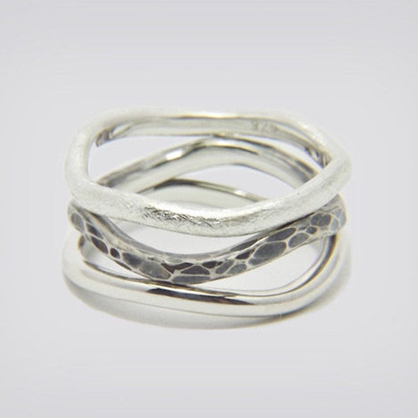 Ringset "Minimalistic Trio", 925er Silber