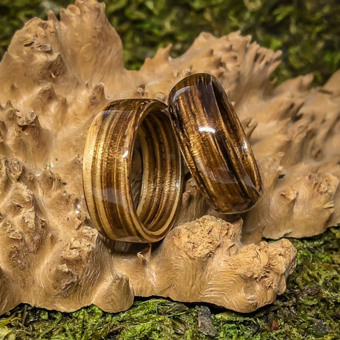 Zebrawood Bent Wood Ring, Bent Wood Ring, Wood Anniversary Ring, Mens