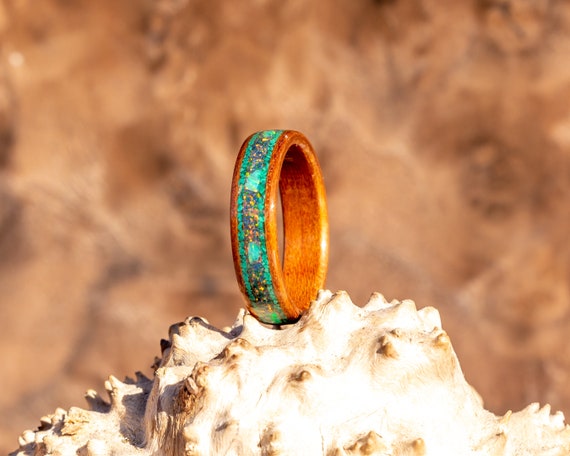 Wood ring with shop opal inlay