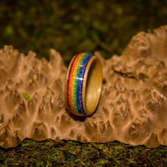 Rainbow on sale wood ring