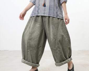 Pantalones vaqueros desgastados, vaqueros holgados de corte amplio, pantalones cortos con lavado vintage, estilo urbano informal de pierna ancha, cintura elástica cómoda.