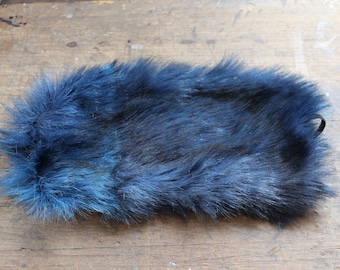 Sleep mask Fake Fur / blue black vegan, beauty mask to relax and dream with very cosy fake fur and cooking satin inner lining