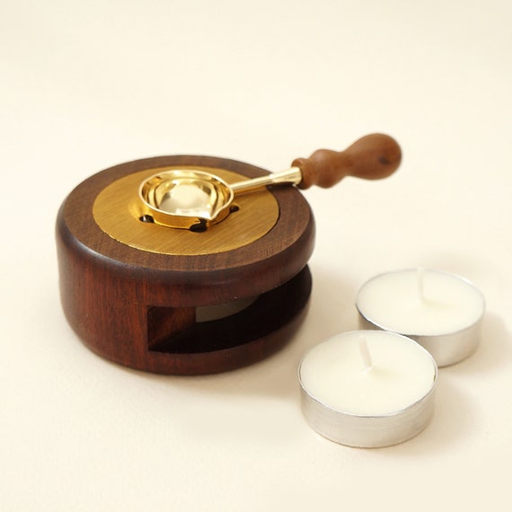 Wooden Spoon Furnace Stove Kit Pot Warmer Melting Wax Sealing Craft Seal Stamp 