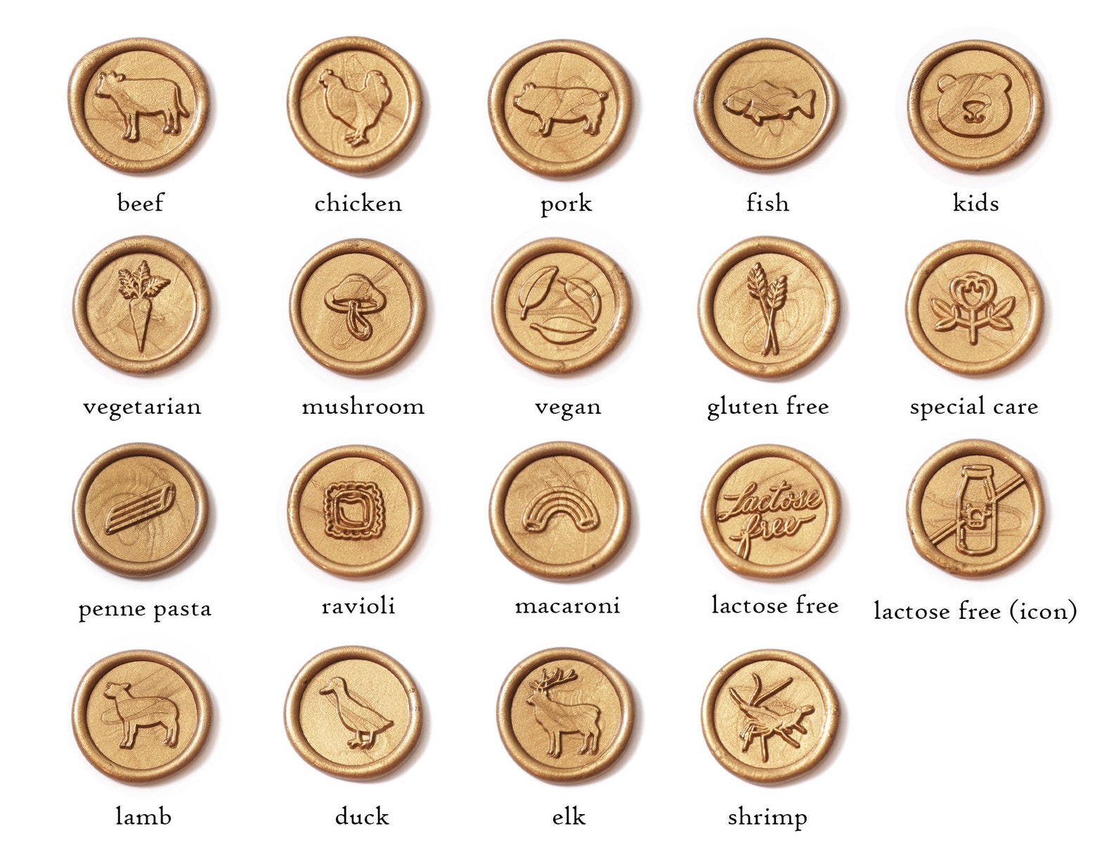 Meal Choice Stickers Meal Icons Indicator Pork Wedding Self Etsy