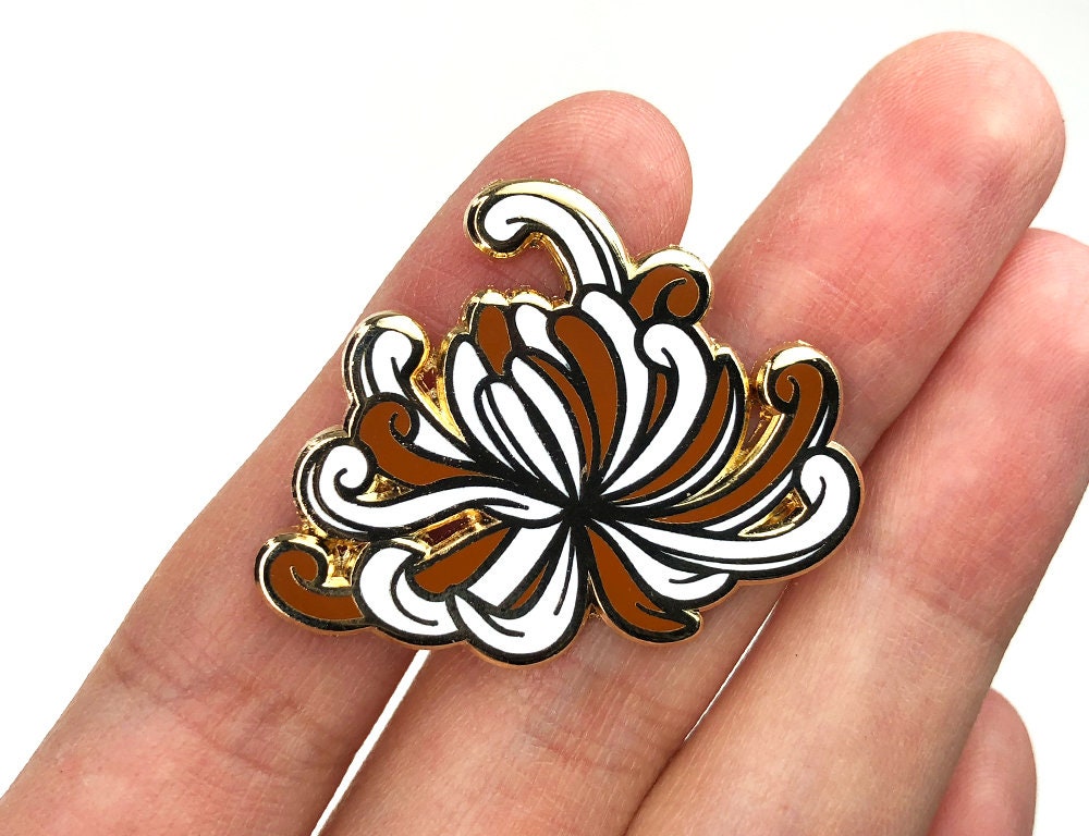 Enamel Pin - Botanical Chrysanthemum - Lapel Pin - MR Original Design
