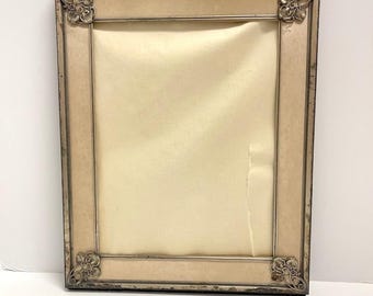 Vintage Art Nouveau Style Picture Frame Silver Ornate Floral Antique