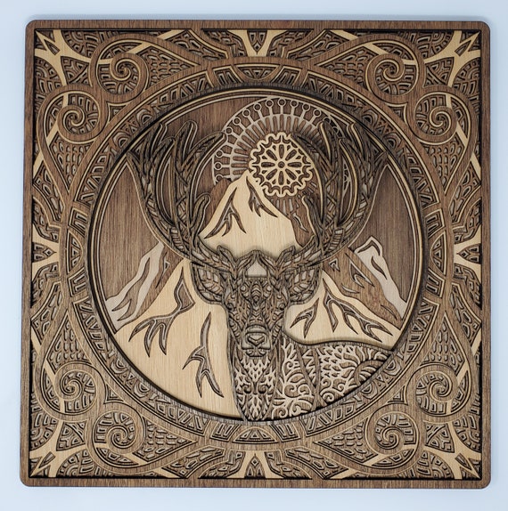 Deer Picture Art Wood Multi-layered Design, 3D Layered Art, Wall and Home Decor, Laser Cut Wall Art - Etsy