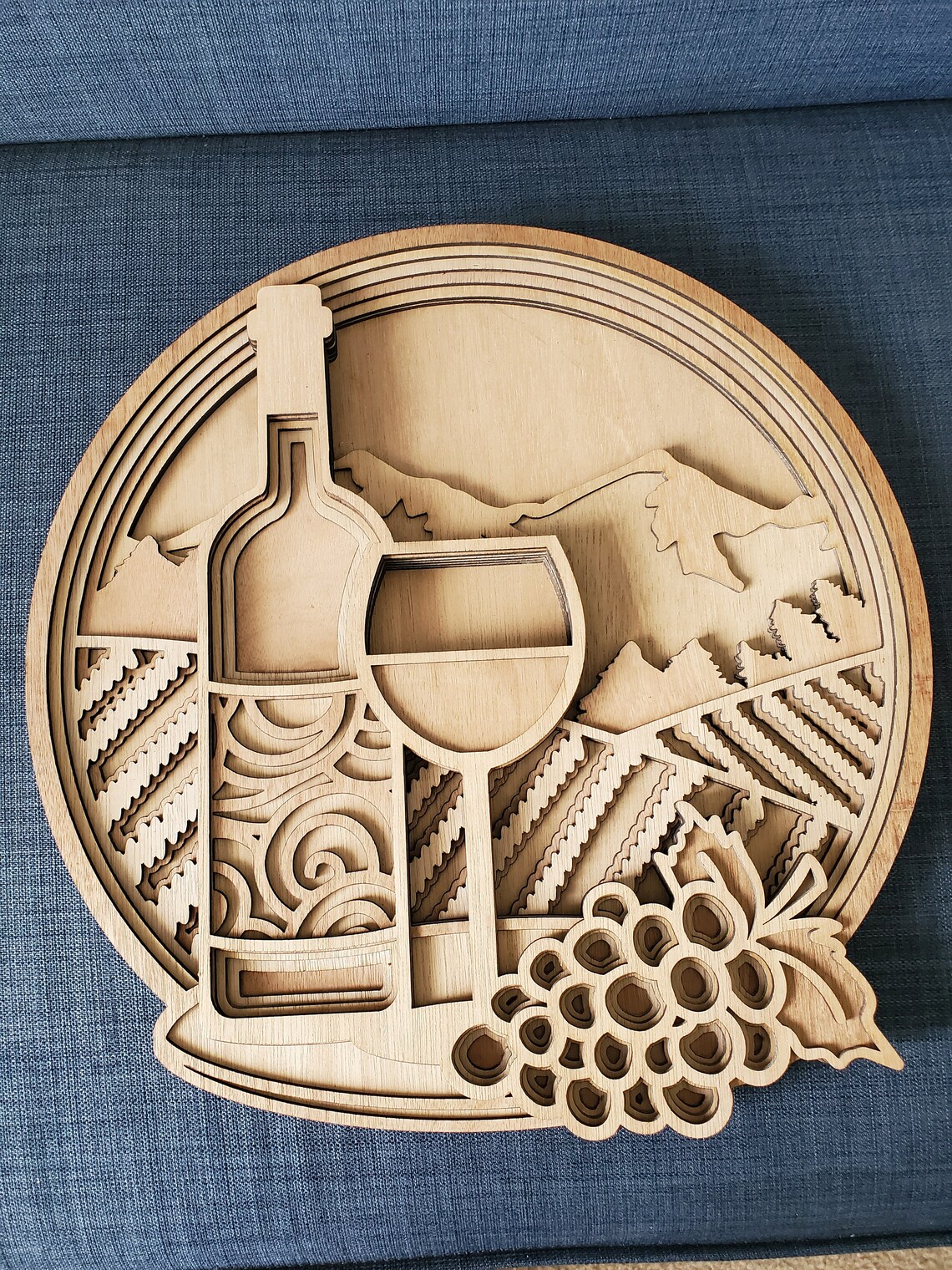 Wine Scene, Grapes, Napa Valley - Wood Multi-layered Design, 3D Layered ...