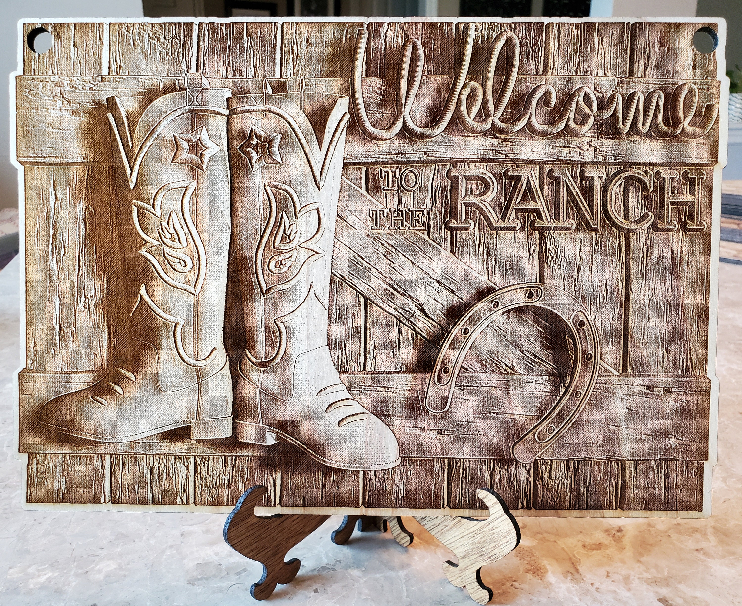Welcome to Our Ranch Sign, 3D Illusion, Laser Etched, Laser 3D Illusion ...