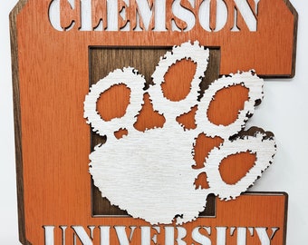 Clemson Tiger,  Clemson Block "C", Wood Multi-layered Design, 3D Layered Art, Wall and Home Décor, Laser Cut Wall Art