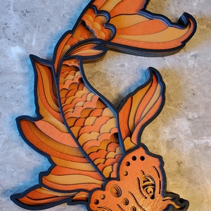 Koi Fish - Wood Multi-Layered Design, 3D Layered Art, Wall and Home Decor, Laser Cut, Laser Cut Wall Art
