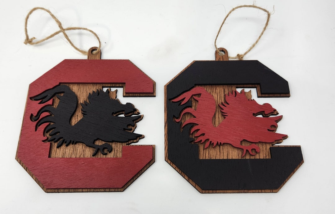 Christmas Ornament, South Carolina Block c Gamecocks, USC, Laser Cut
