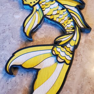 Koi Fish - Wood Multi-Layered Design, 3D Layered Art, Wall and Home Decor, Laser Cut, Laser Cut Wall Art