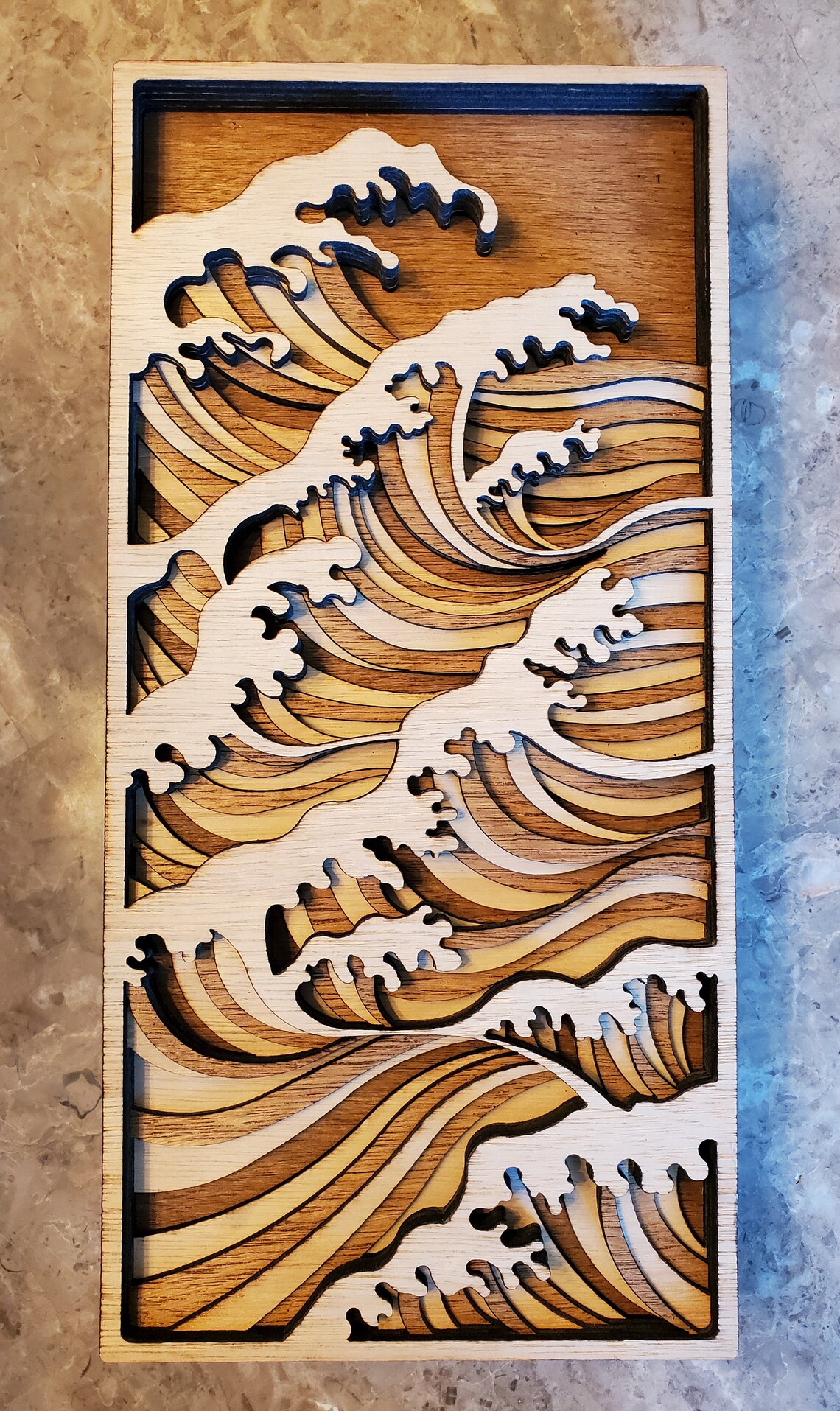 Ocean WAVES Wood Multilayered Design 3D Layered Art Wall Etsy