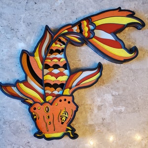 Koi Fish - Wood Multi-Layered Design, 3D Layered Art, Wall and Home Decor, Laser Cut, Laser Cut Wall Art