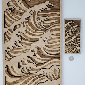 Ocean WAVES  - Wood Multi-layered Design, 3D Layered Art, Wall and Home Decor, Laser Cut Wall Art