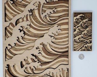 Ocean WAVES  - Wood Multi-layered Design, 3D Layered Art, Wall and Home Decor, Laser Cut Wall Art