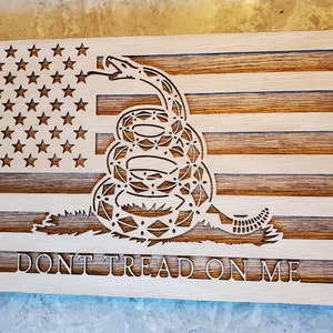 Gadsden Flag, Don&#39;t Tread On Me  - Wood Multi-layered Design, 3D Layered Art, Wall and Home Decor, Laser Cut Wall Art, USA